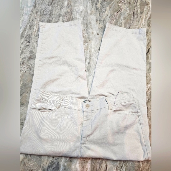 Lee Relaxed Straight Pants Women’s 16 Petite Beige Stretch Cotton Casual Trouser - Picture 1 of 9